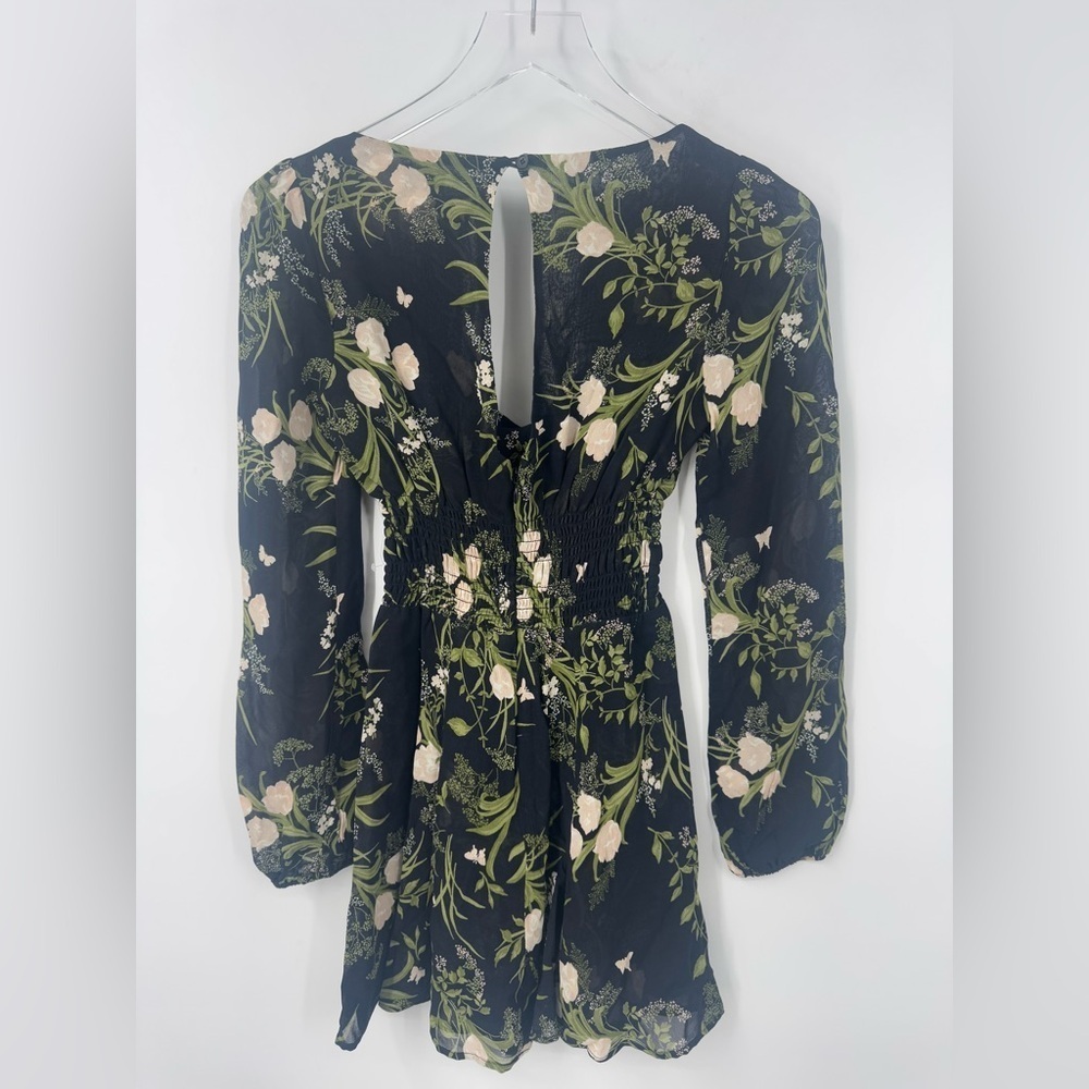 NEW Reformation Wilder Floral Long Sleeve Minidress Size 2 B729 - Picture 7 of 9